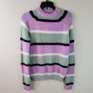 Veda X UO Urban Outfitters Anthro Womens Purple Sage Stripe Mockneck Sweater